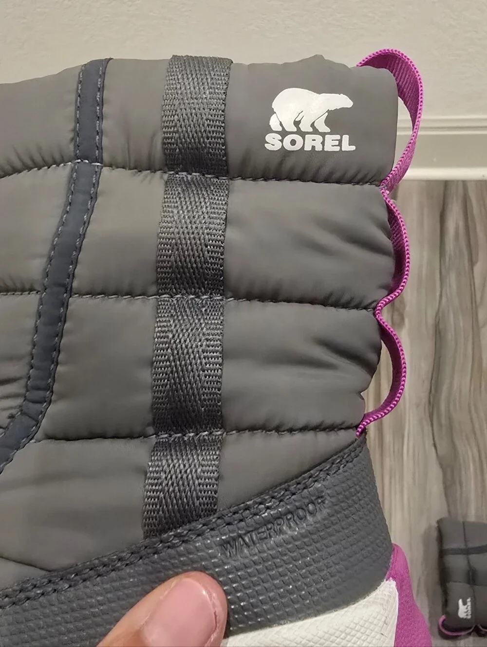 Sorel Whitney II Puffy Mid Waterproof Winter Boots Gray Purple Toddler Size 10